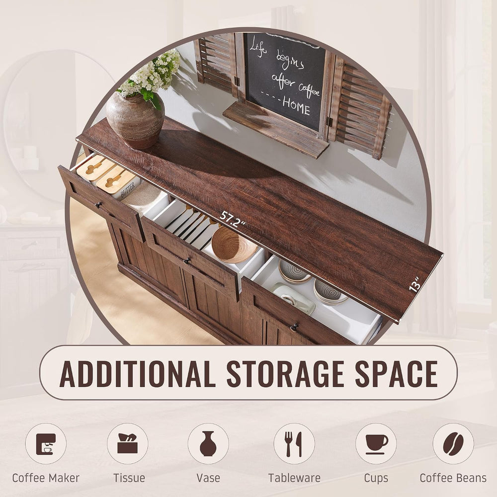 IFBUY Triple Tilt Out Laundry Hamper Cabinet, Trash Cabinet, Brown
