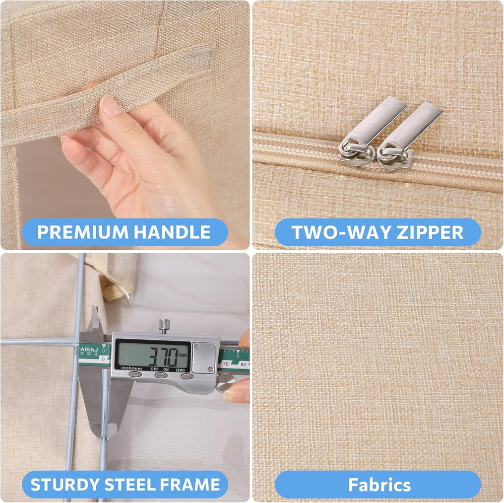 CYhom Extra Large Clothes Storage Bins - Linen Fabric Foldable Stackable Cont...