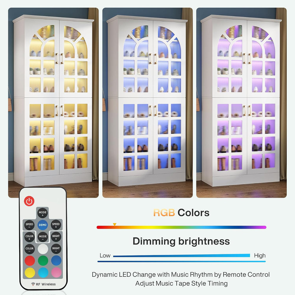 Tribesigns Tall Shoe Cabinet with Doors & Led Light, Set of 2, 8-Tier