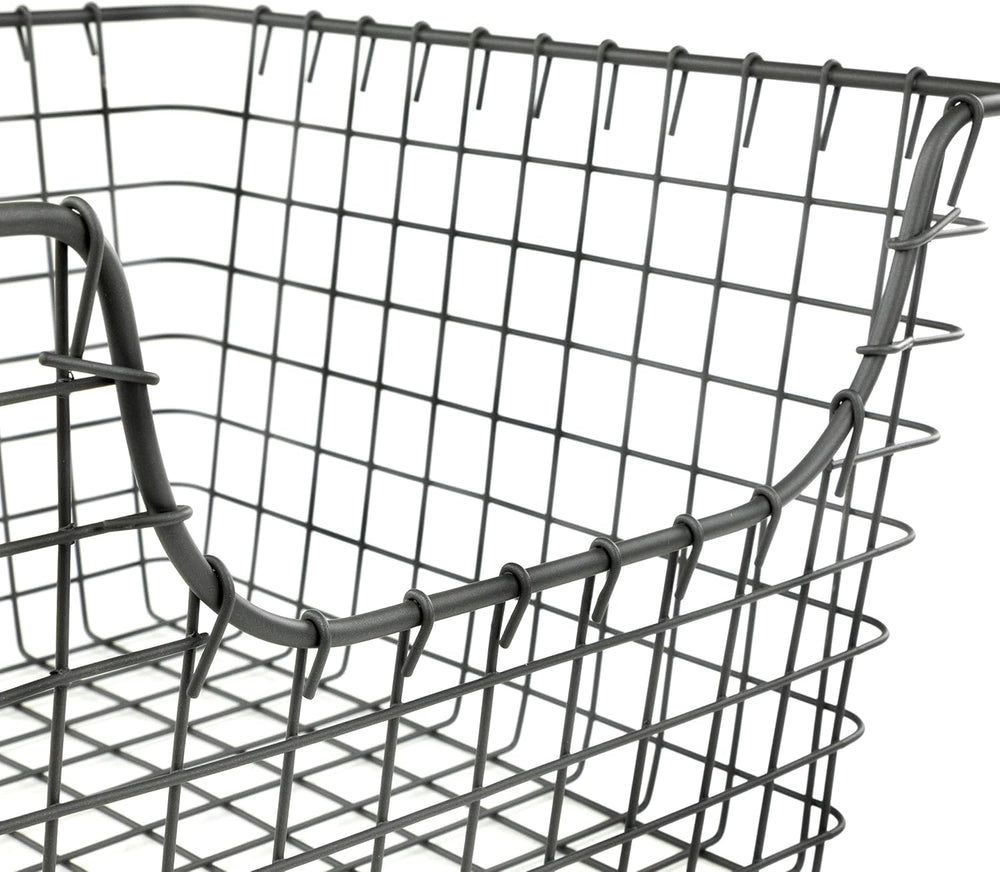 Spectrum Wire Scoop Basket Storage Bin Industrial Gray Nesting Metal Baskets ...