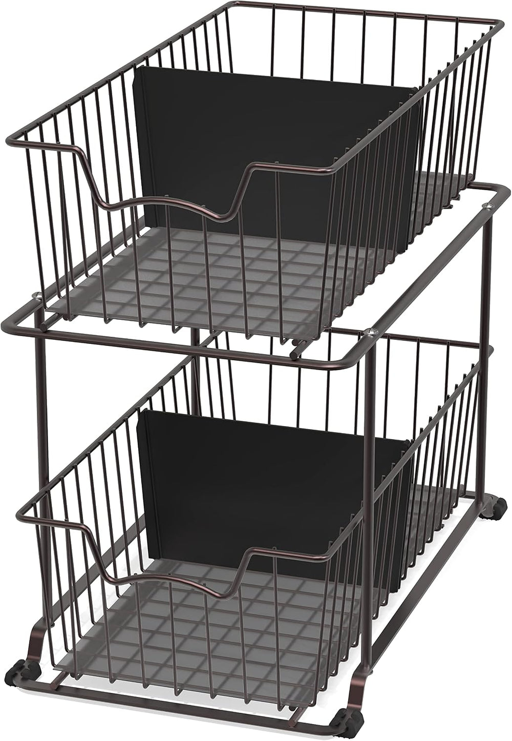 SimpleHouseware 2 Tier Cabinet Wire Basket Drawer Organizer, Brown