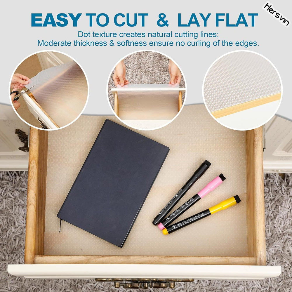 Hersvin Shelf Liner, 26 in x20 ft Non-Adhesive Drawer Liners EVA Kitchen Cupb...