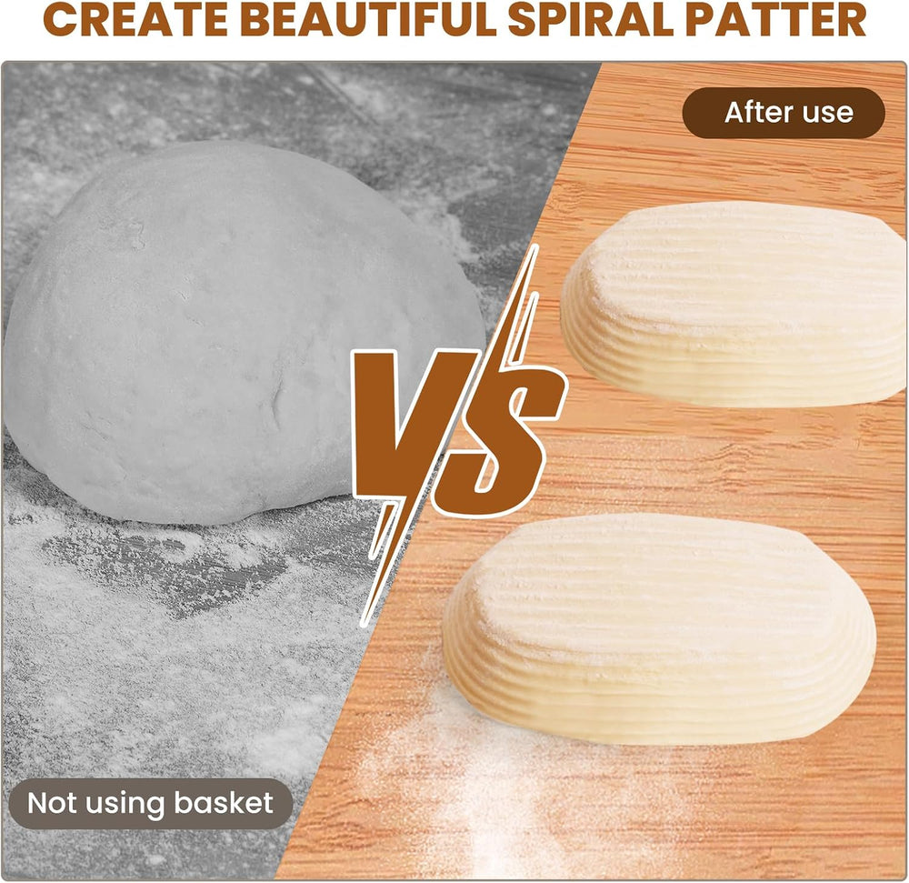 6 Inch Oval Banneton Bread Proofing Basket Set of 6, Kikcoin Mini Sourdough B...