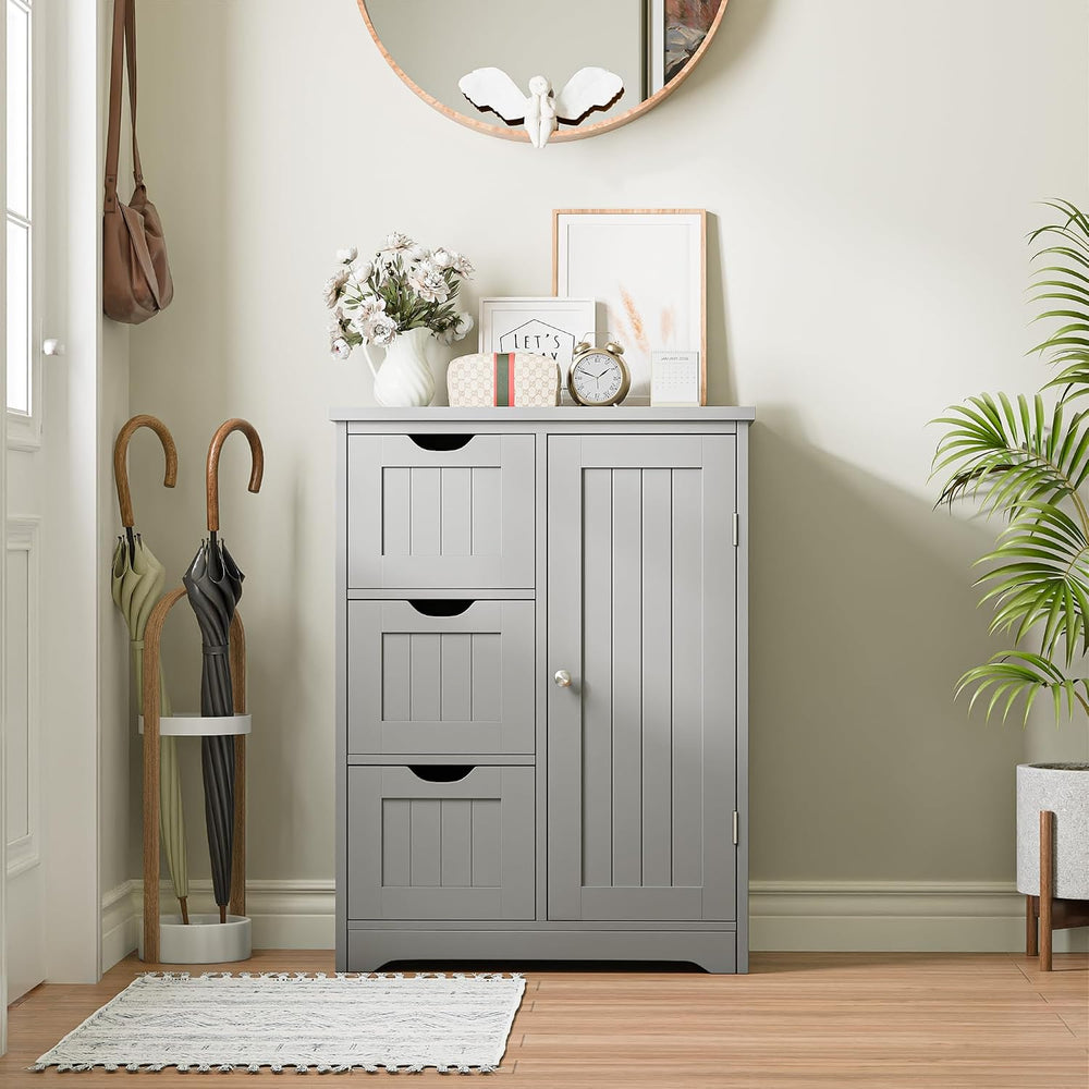 SUPER DEAL Bathroom Storage Cabinet with 3 Drawers and 1 Door, Entryway Home ...