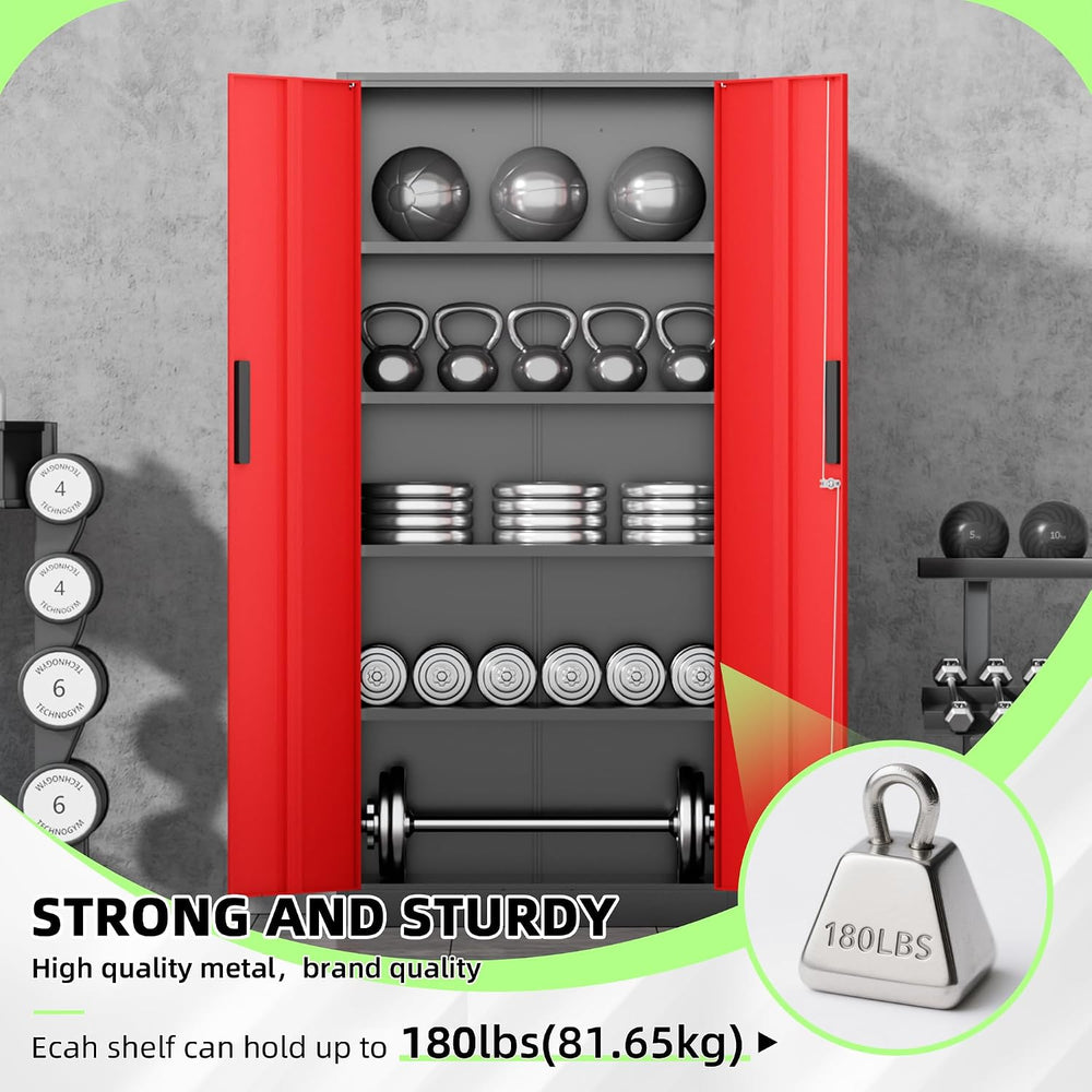 72" Metal Garage Storage Cabinet - 900lbs Heavy Duty Steel Cabinet with ...