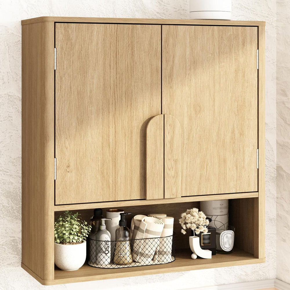 RUSTOWN Wall Mounted Bathroom Cabinets with Rounded Edges & Curved Handles