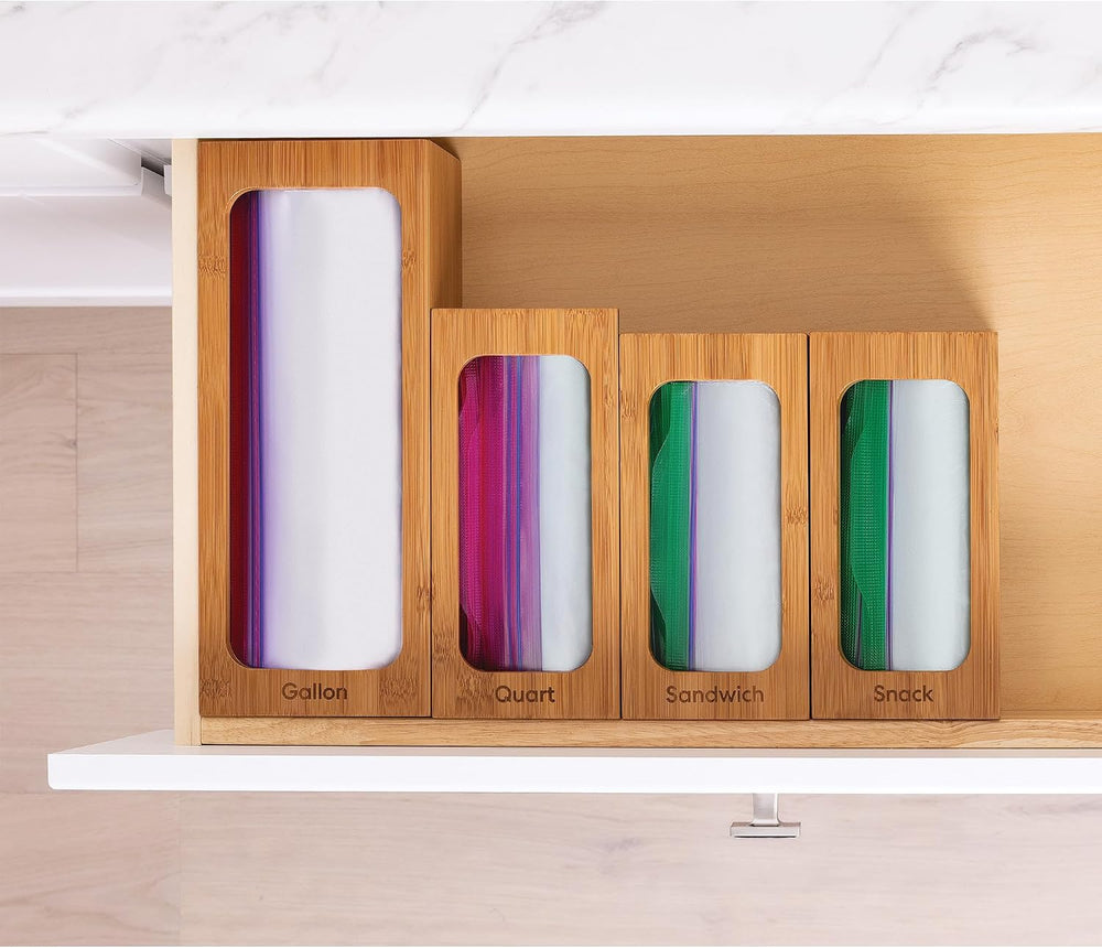 Seville Classics Bamboo Premium Organizer Storage Bins for Kitchen Silverware...