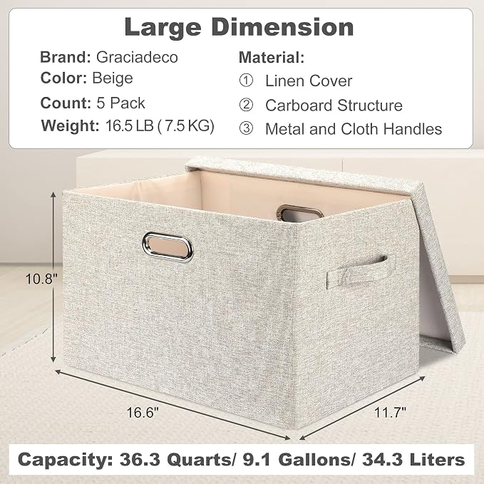 Large 17" 36 Quart Collapsible Stackable Storage Bins