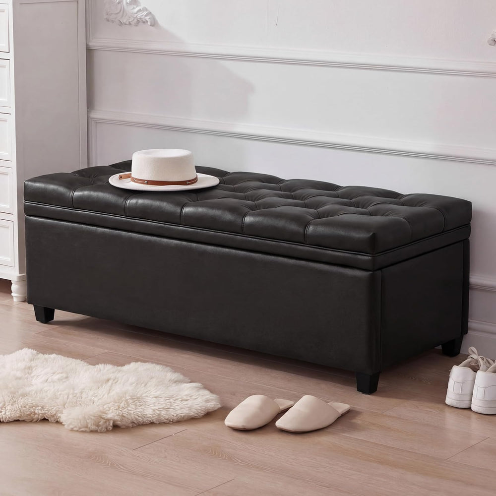 Mangodan 43 Inch Storage Ottoman, Tufted Ottoman with Storage