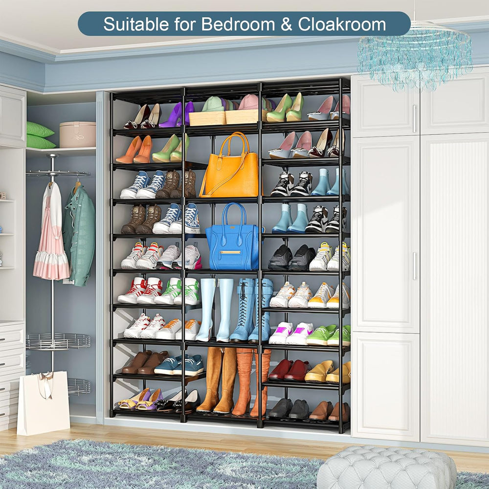 Kottwca 3 Row 10 Tier Large Shoe Rack Organizer for Closet Entryway, 60-65 Pa...