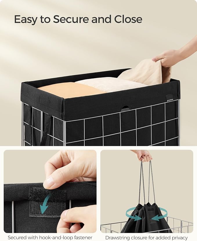 SONGMICS Laundry Hamper, 23.8 Gal. Laundry Basket, Collapsible Clothes Hamper