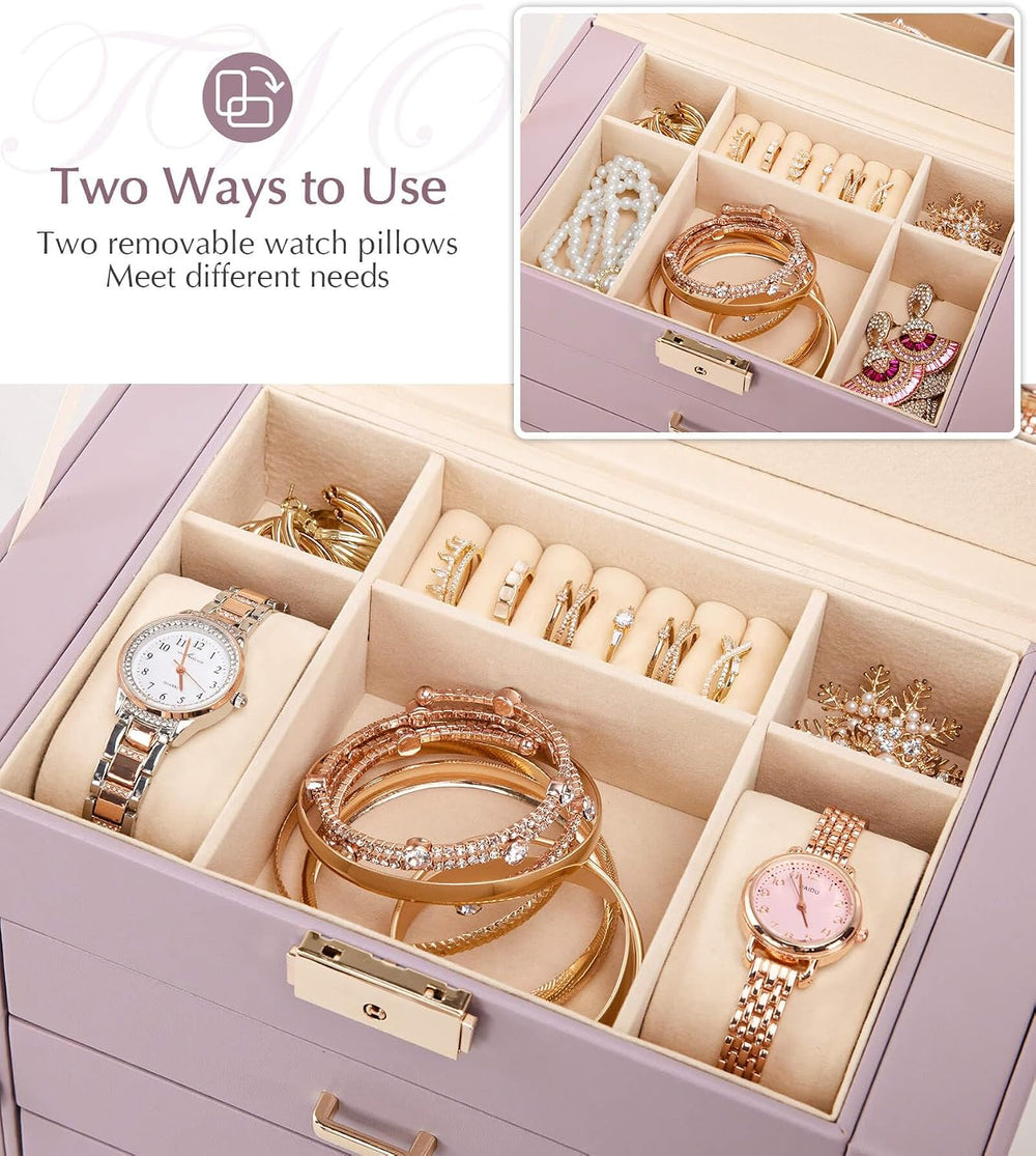 Homde Jewelry Box Large for Women: 6 Layers Organizer with 5 Drawers