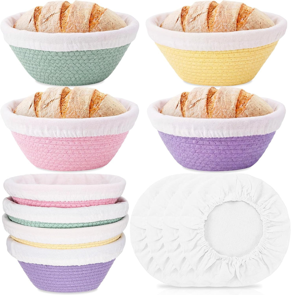 4 Pcs Round Banneton Bread Proofing Basket, 9 Inch