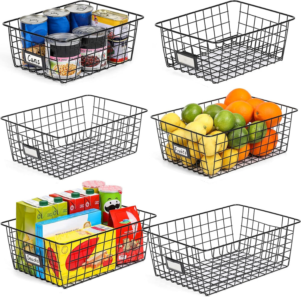 6 Pack Wire Baskets for Pantry Organization and Storage, Kitchen Organizer, 2...