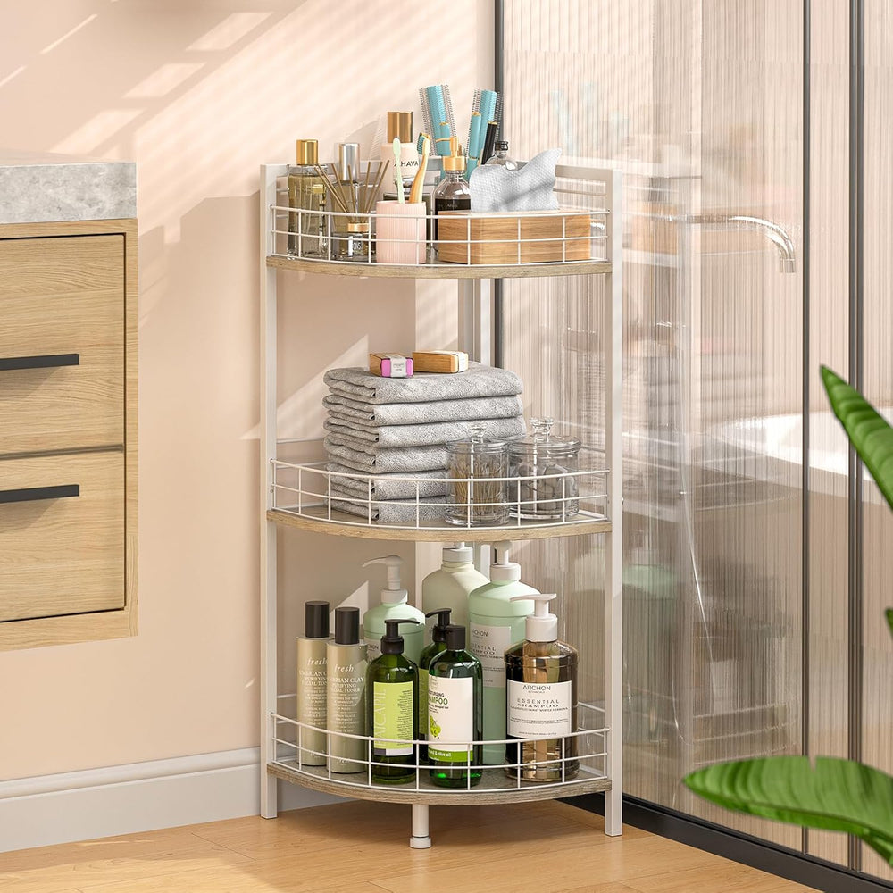 DAOUTIME Bathroom Standing Shelf, 3 Tier Free-Standing Shelf Units, Open Floo...