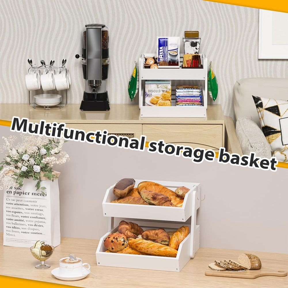 Gmtsl Bamboo Fruit Basket for Kitchen, Fruit Holder for Kitchen Countertop