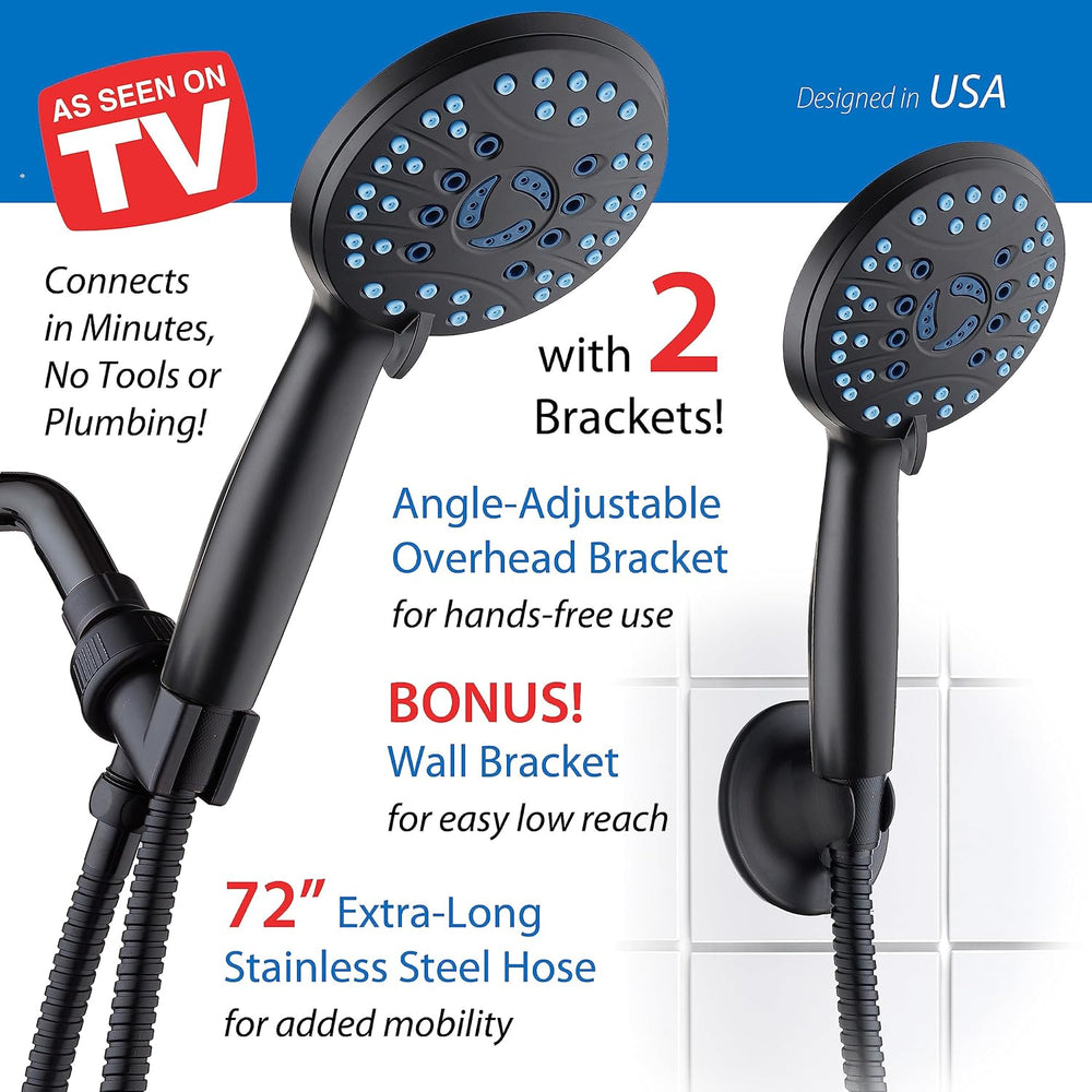 AquaCare High Pressure 8-mode Handheld Shower Head - Anti-clog Nozzles, Built...