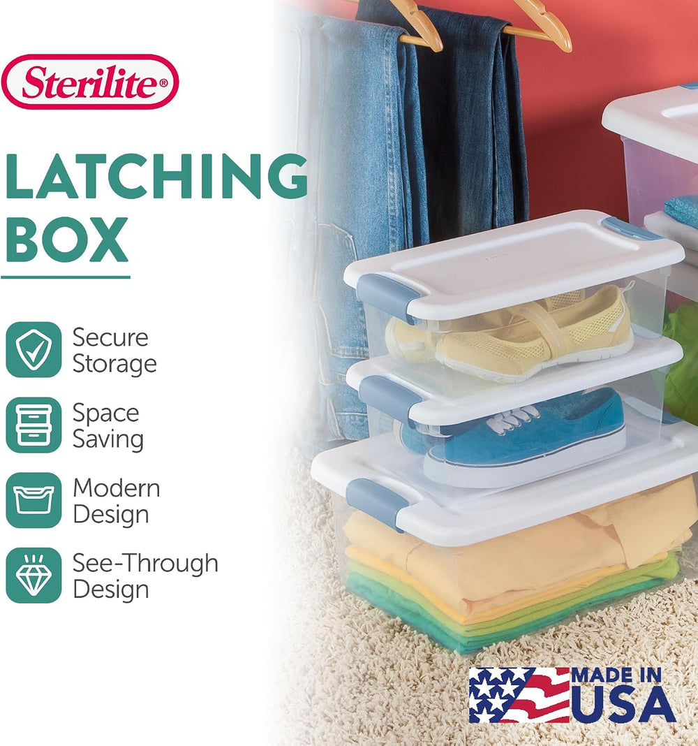 Sterilite 24-Pack Latching Box, Under Bed Storage Bins with Lids, Clear Plast...