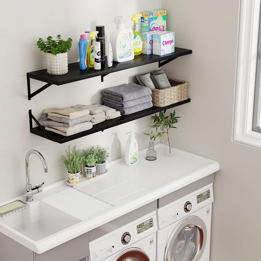 Axeman Floating Shelves for Wall Black- 48 Inch Wide x 12 Inch Deep Wall Shel...