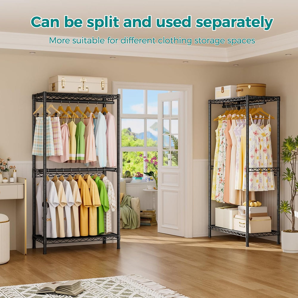 SINGAYE Heavy Duty Portable Closet Metal Clothes Racks Wardrobe with Shelf