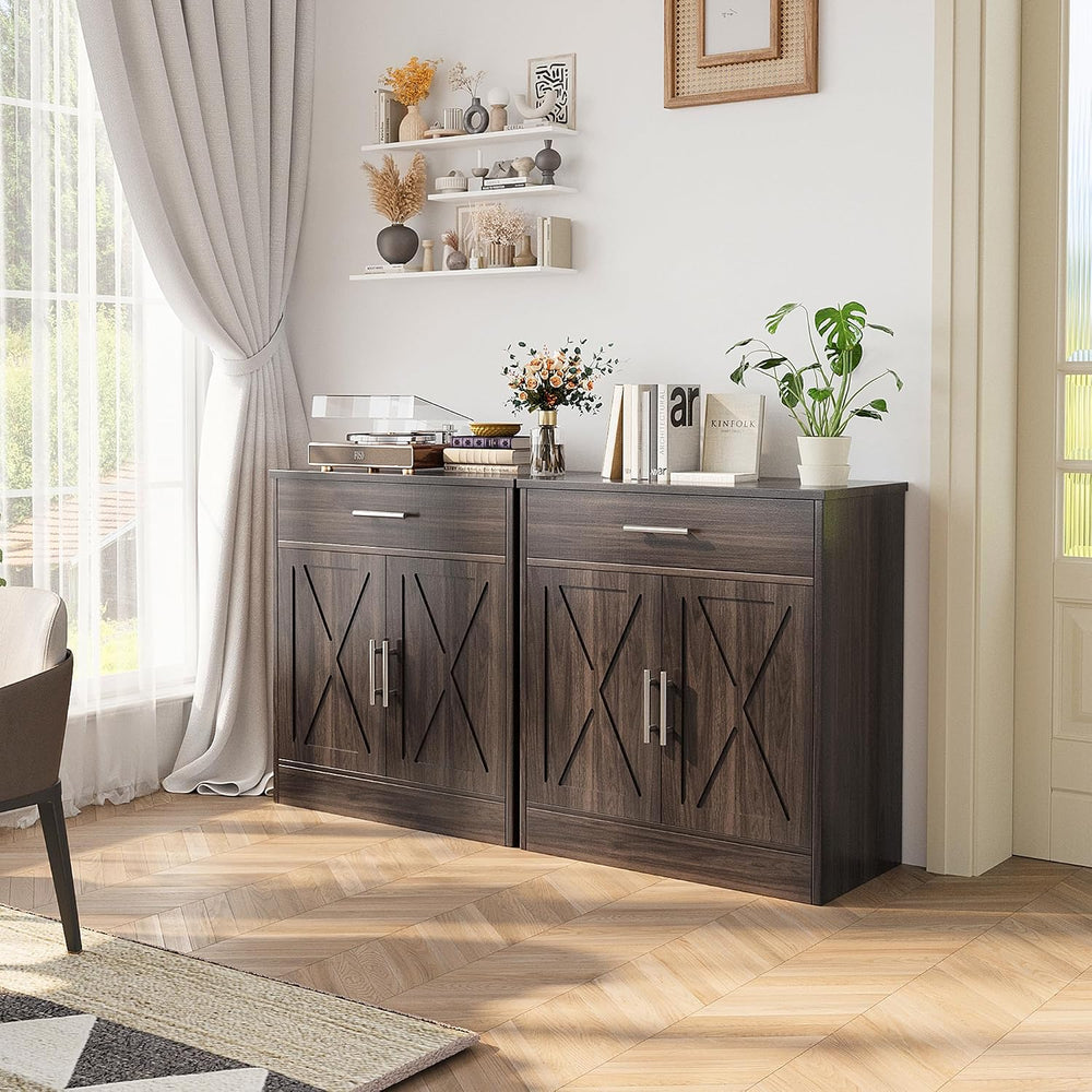 Shintenchi Farmhouse Storage Cabinets with Doors and Shelves,Kitchen Barn Doo...