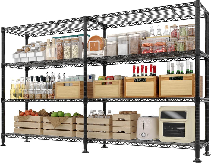 4-Tier Metal Storage Shelves, 70.8" W Heavy Duty Wire Shelving Unit