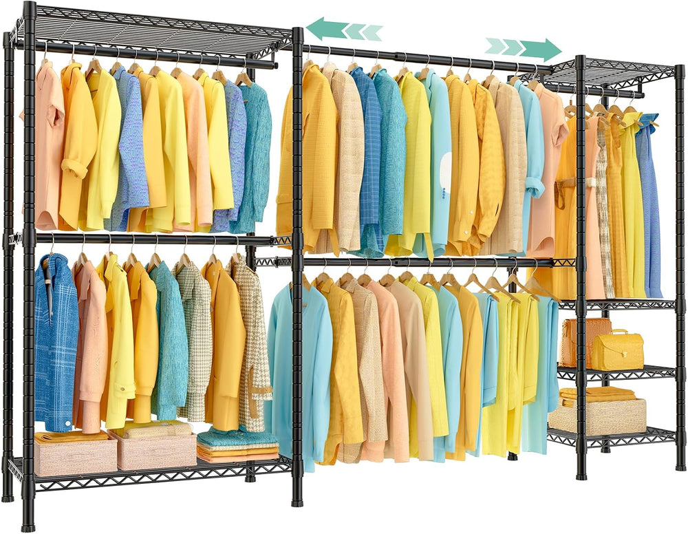 SEMHOR E01 Expandable Heavy Duty Clothes Rack, Free Standing Closet System