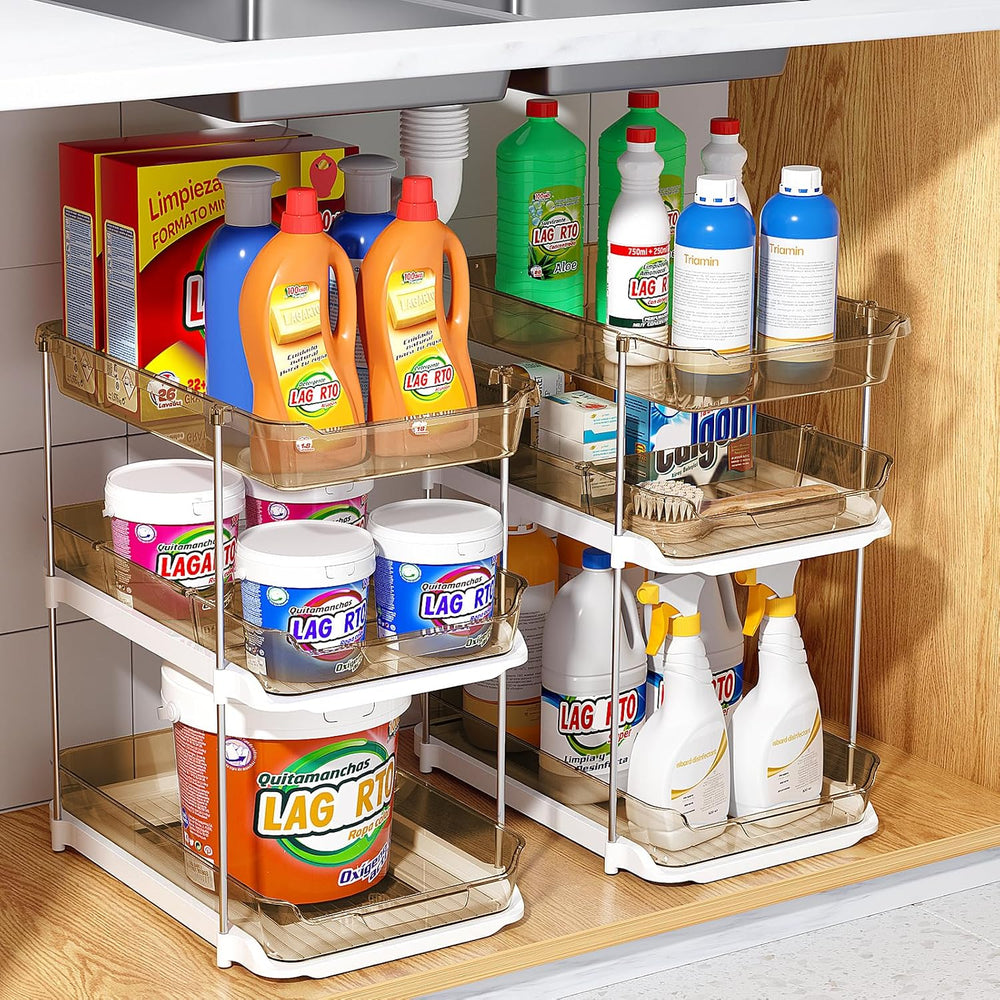 Delamu 2 Pack 3-Tier Bathroom Under Sink Organizers and Storage, Multi-Purpos...
