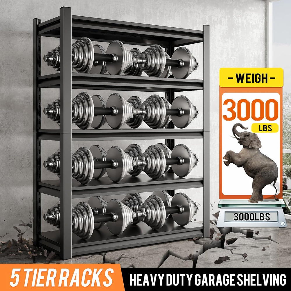 59" W Garage Shelving Unit, Garage Storage Shelves 3000LBS Heavy Duty Sh...