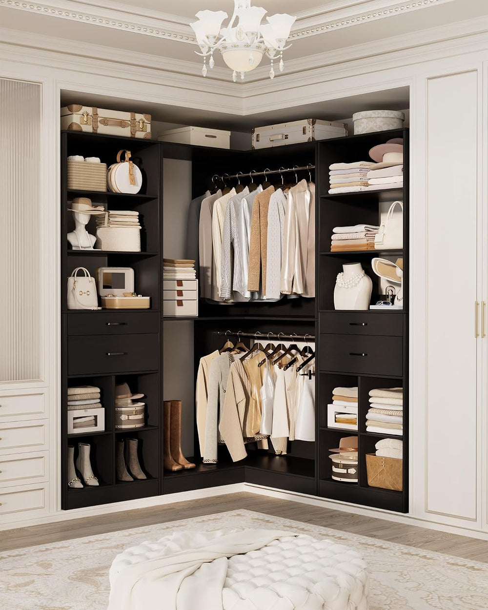 Besiost Closet System with 4 Drawers, 53.5"*53.5"/ 31.5"*75.5&...