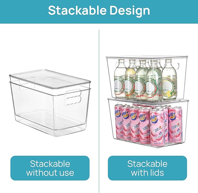Vtopmart 10 Pack Clear Stackable Storage Bins