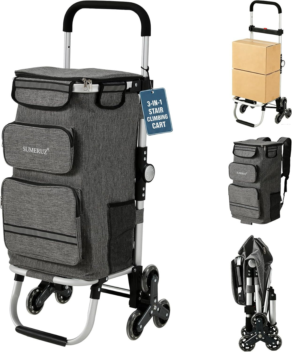 3-in-1 Foldable Stair Climbing Shopping Cart, Hand Truck & Backpack