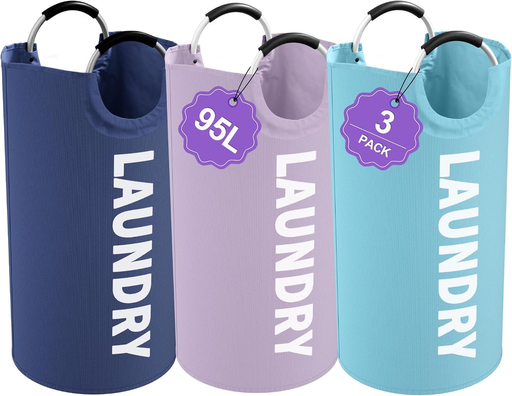 95L 3Pack Large Laundry Hamper, Foldable Laundry Basket with Handles, Dirty C...
