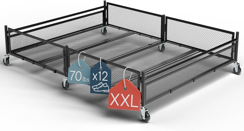 Under Bed Storage with Wheels, Large 65L, Heavy Duty Metal, Holds 70lb