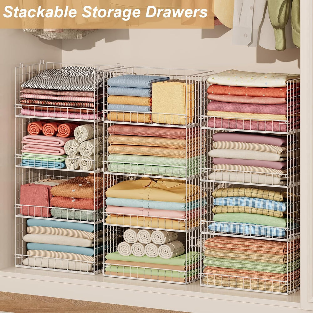 Huxitocan 6-Tier Stackable Closet Organizers and Storage Basket - Foldable Cl...