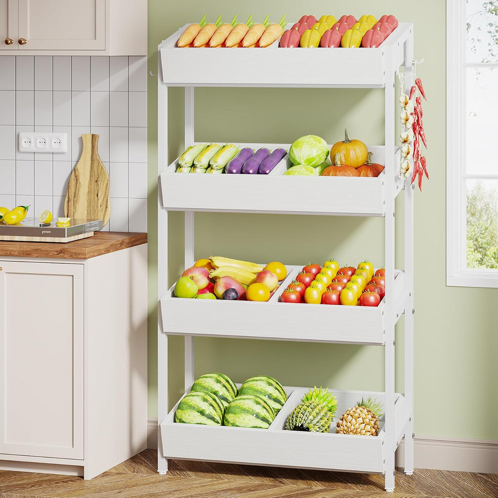 Tribesigns Wood Fruit and Vegetable Basket Stand Rack for Kitchen, Office, St...