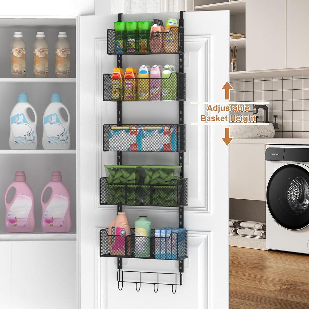 VyGrow Over The Door Organizer, Metal Door Organizer Hanging with 5 Adjustabl...