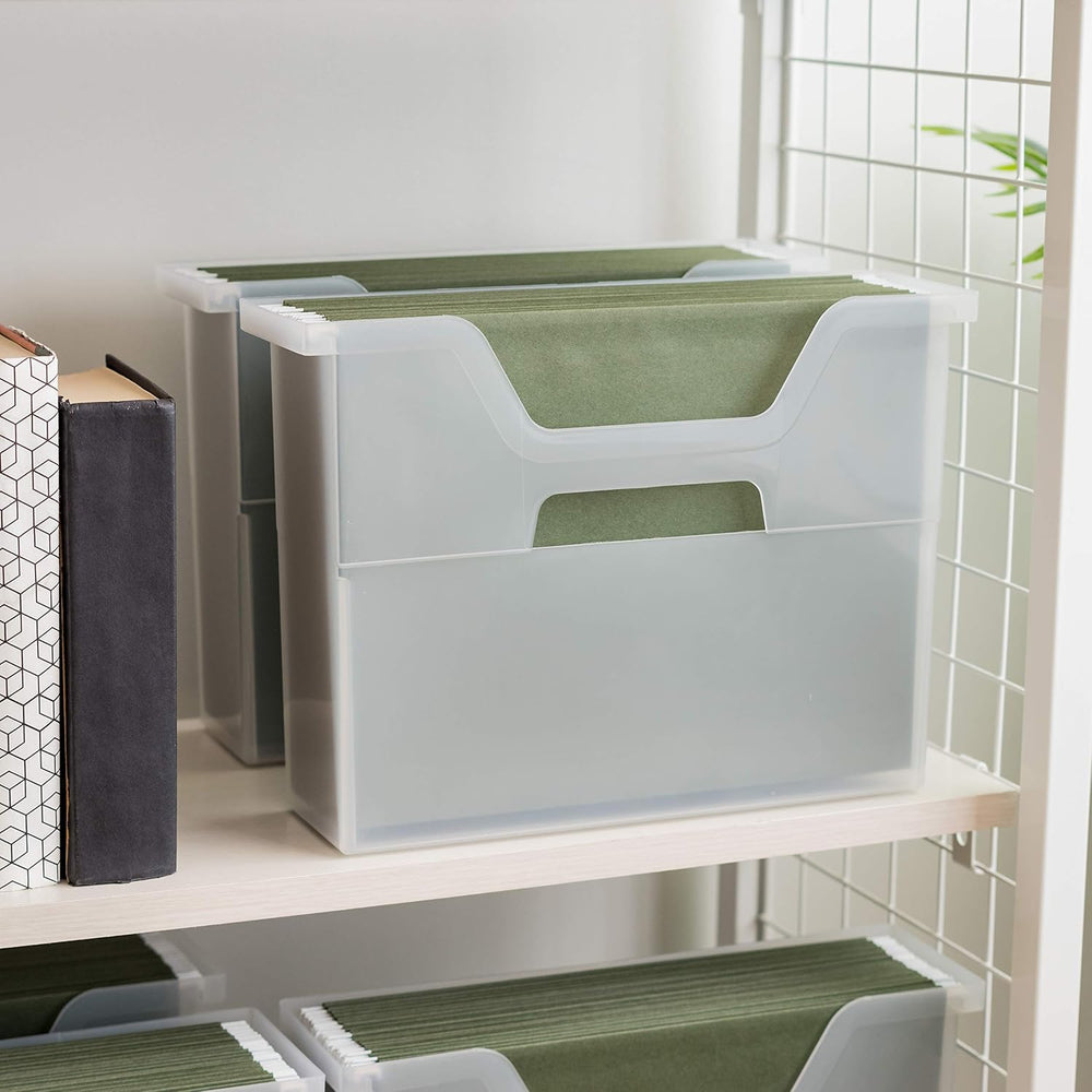 IRIS USA 6-Pack Small Desktop File Box with Open Lid, Clear