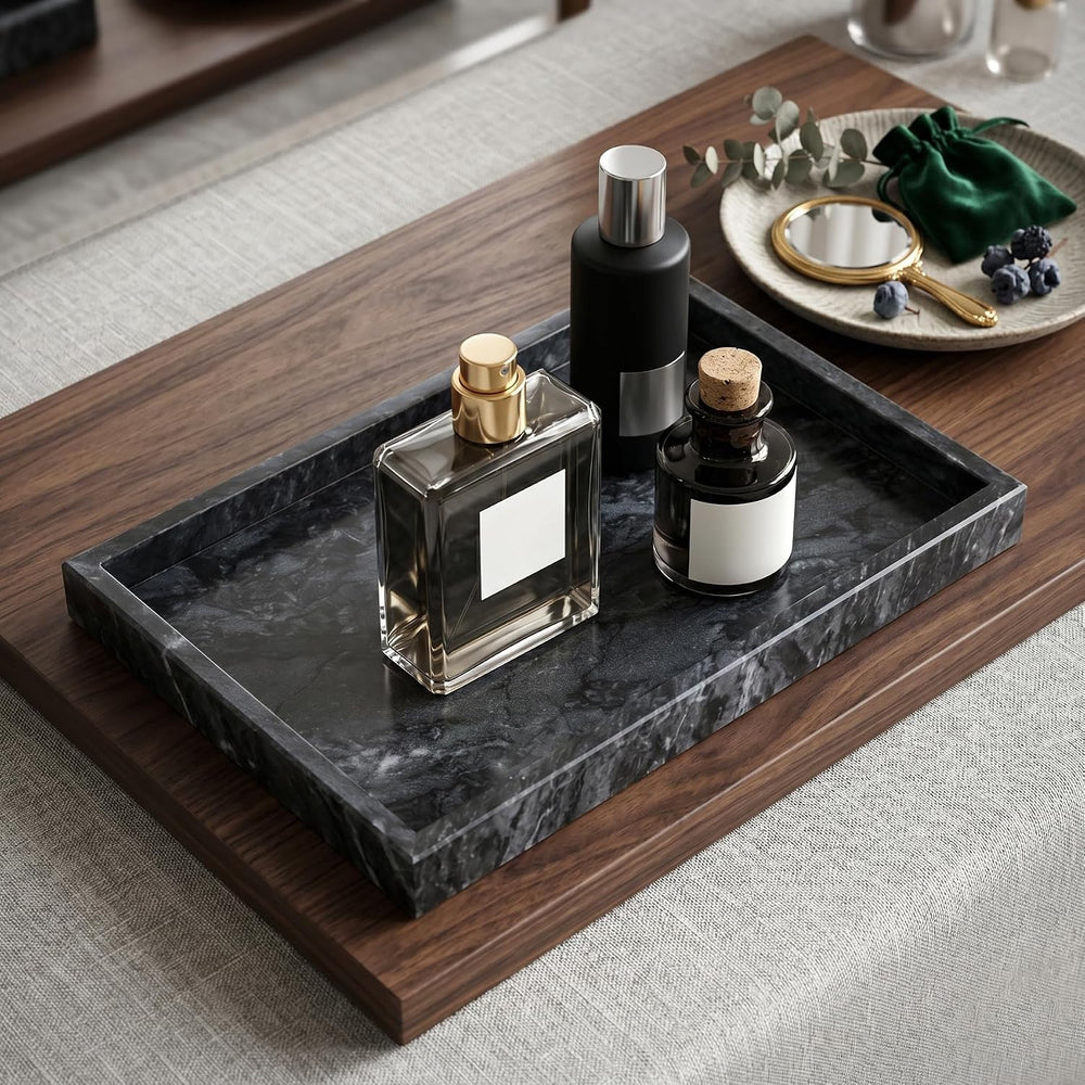 Natural Marble Tray for Bathroom, Vanity, Kitchen and Desktop,Luxury Stone De...