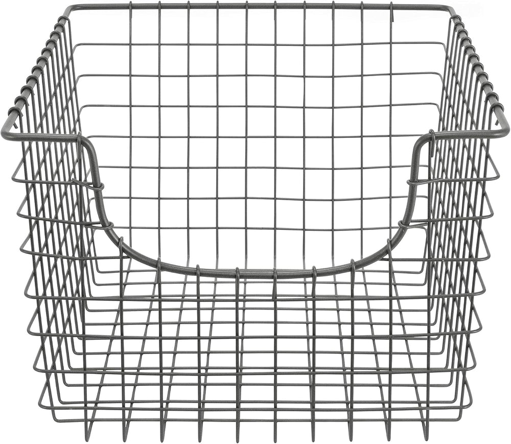 Spectrum Wire Scoop Basket Storage Bin Industrial Gray Nesting Metal Baskets ...