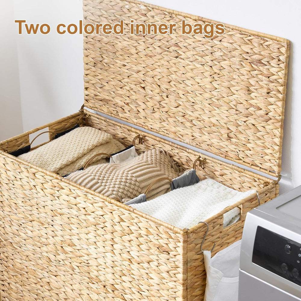 Laundry Hamper with Wheels, 52.8 Gallon(200L) Water Hyacinth Laundry Basket w...