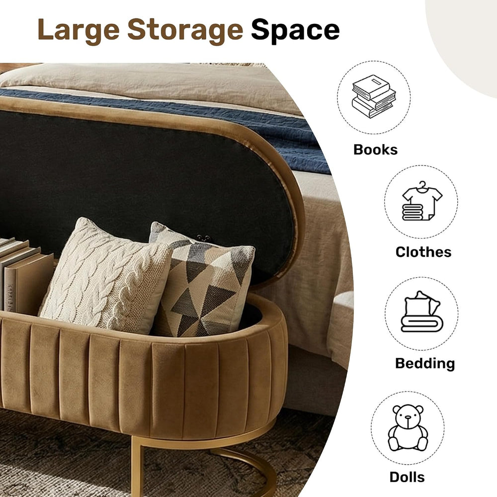 65" Velvet Storage Ottoman Bench End of Bed for Bedroom Entryway Coffee