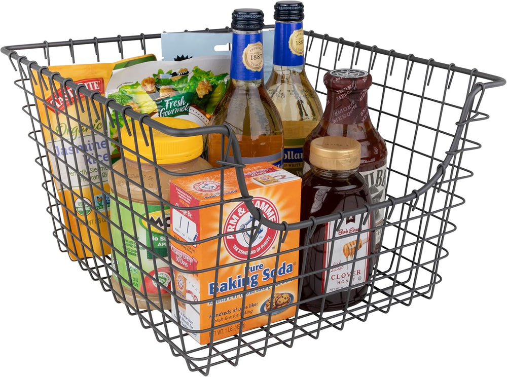 Spectrum Wire Scoop Basket Storage Bin Industrial Gray Nesting Metal Baskets ...