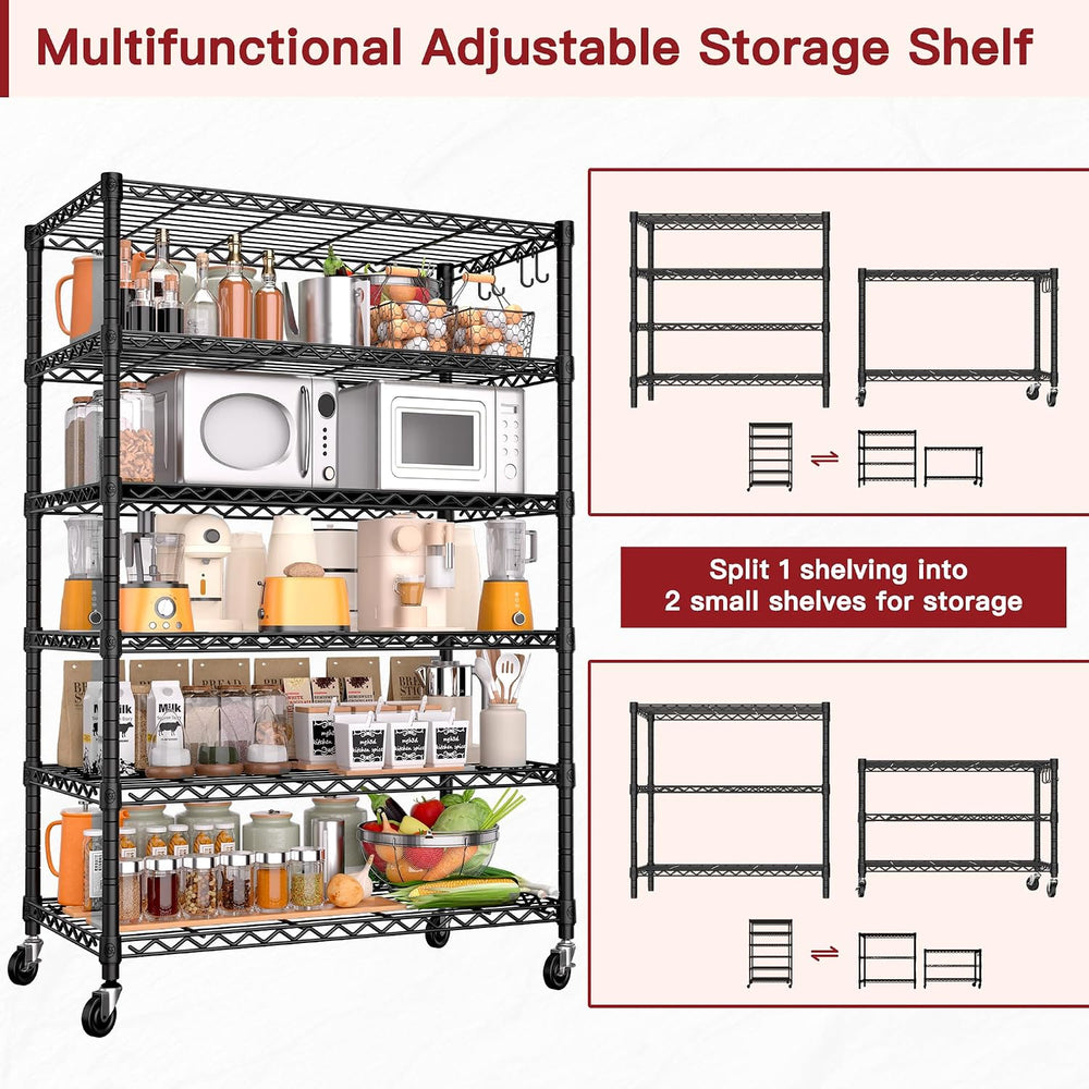 PrimeZone 6 Tier 36" W X 18" D X 78" H Wire Shelving with Whee...