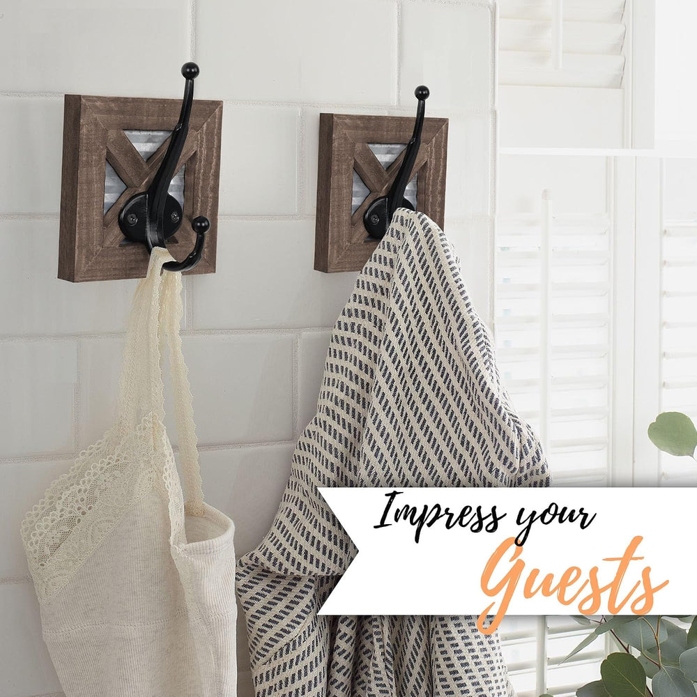Autumn Alley Farmhouse Bathroom Hooks - 4 Pack Rustic Wall Hooks for Towels, ...