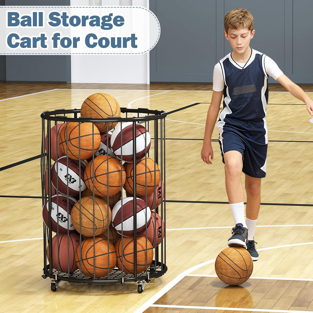 Hencawima Garage Ball Storage: Round Sports Equipment Organizer with Wheels, ...