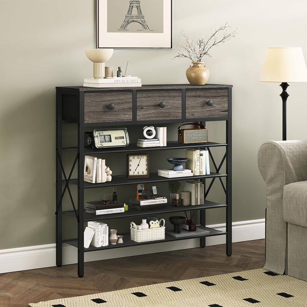 YATINEY 5-Tier Shoe Rack with 3 Drawers, Metal Shoe Organizer for 20 Pairs wi...