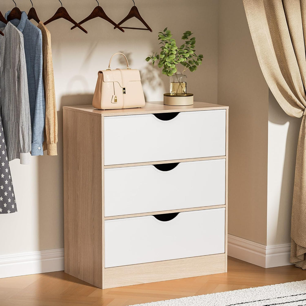Housoul 3 Drawers Dresser, Fabric PU Drawer with Wood Frame, Large Organizer,...