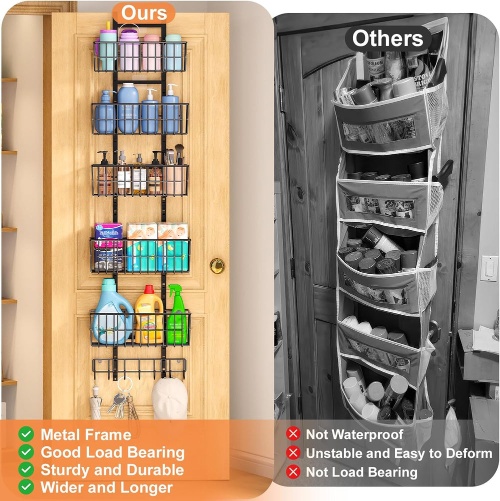Adjustable Over the Door Organizer, Metal Hanging Door Organizer with 5 Wire ...