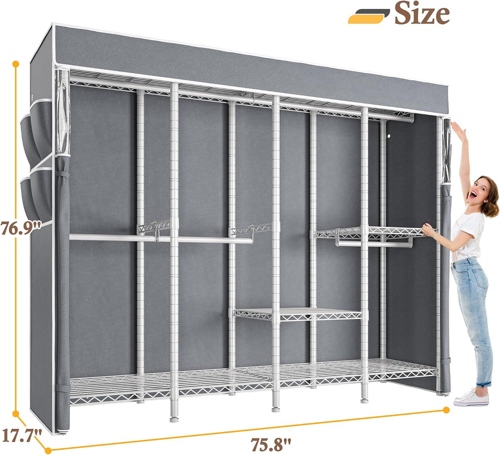 Raybee Clothes Rack Heavy Duty, 1100LBS Capacity with Cover, Sturdy Steel